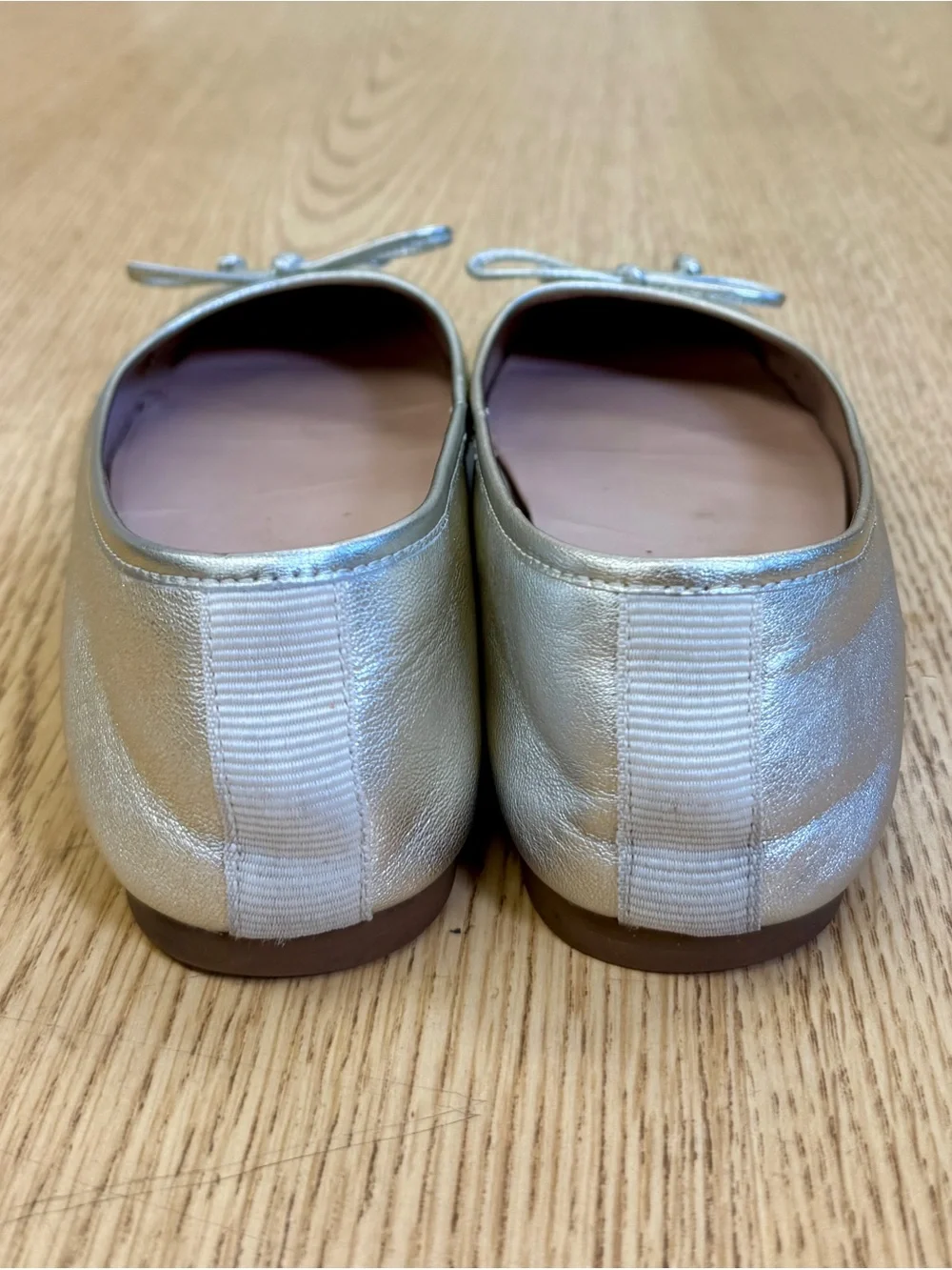 Cole Haan Yara Metallic Gold Soft Leather Ballet Flats Bow Trim 8 Fall Coquette